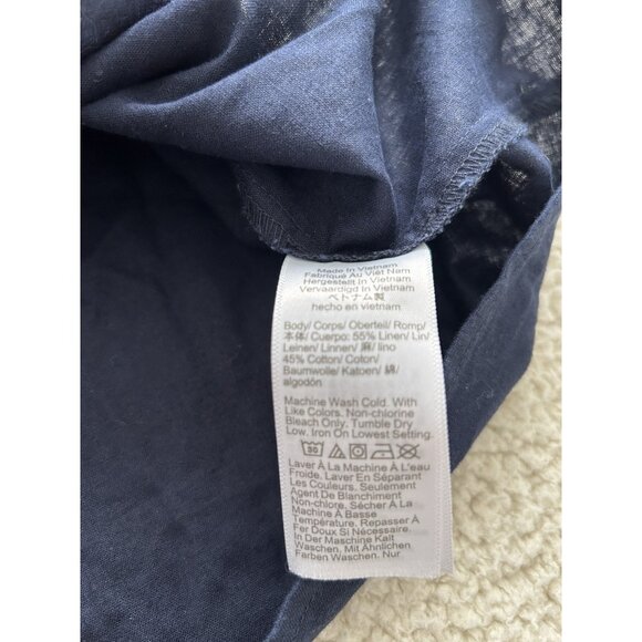 J. Crew Linen-blend Button-front Shell Tank Top Navy Blue Size L - Picture 6 of 9